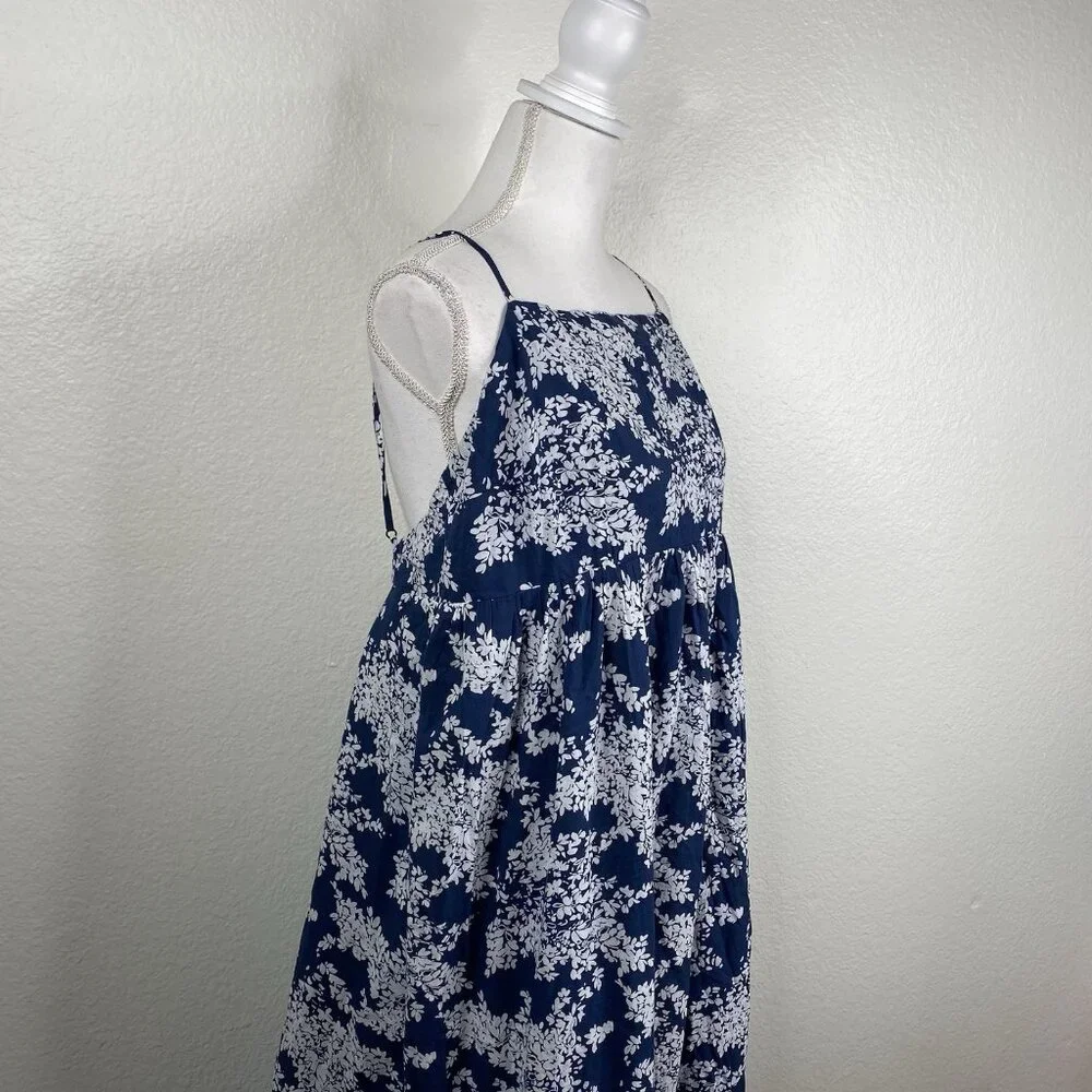 NWT Abercrombie & Fitch Dress Floral Sleeveless Low Back Boho Resort Blue Sz XL
